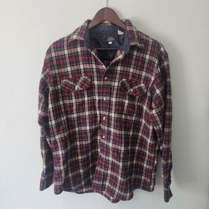 Vintage South Channel plaid flannel wool button down shirt men's size large